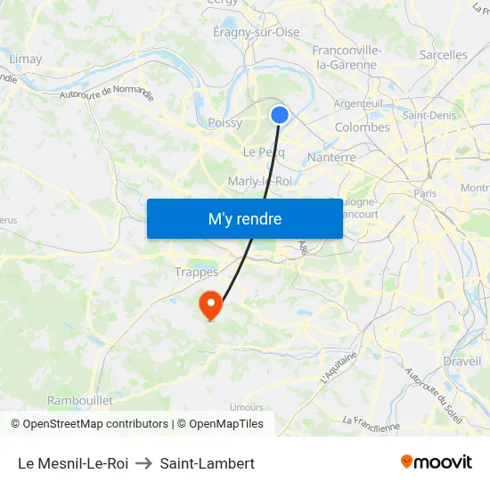 Le Mesnil-Le-Roi to Saint-Lambert map