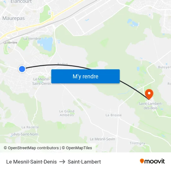 Le Mesnil-Saint-Denis to Saint-Lambert map