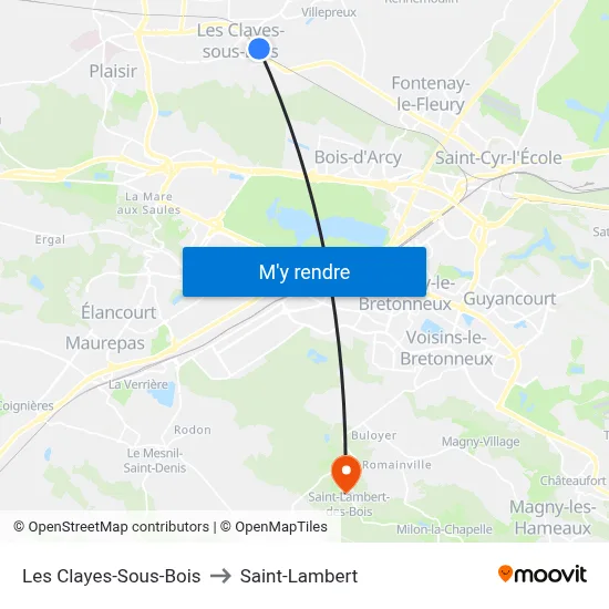 Les Clayes-Sous-Bois to Saint-Lambert map