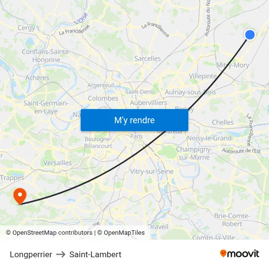 Longperrier to Saint-Lambert map