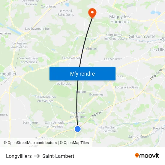 Longvilliers to Saint-Lambert map