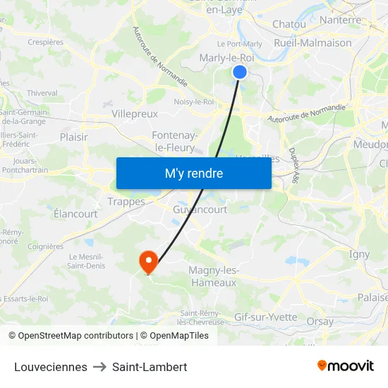 Louveciennes to Saint-Lambert map