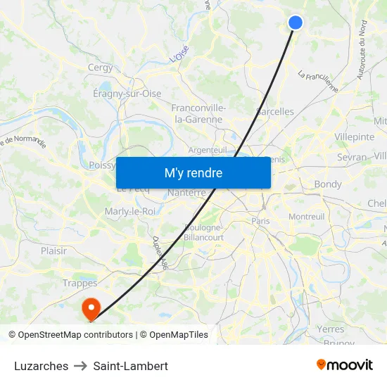 Luzarches to Saint-Lambert map