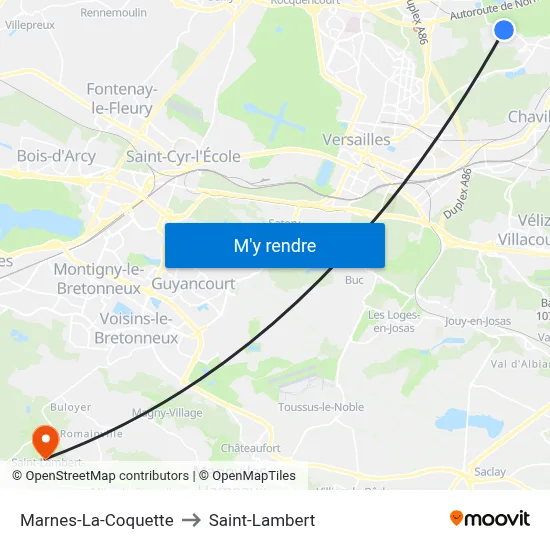 Marnes-La-Coquette to Saint-Lambert map