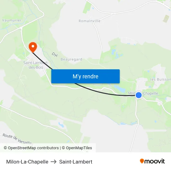 Milon-La-Chapelle to Saint-Lambert map