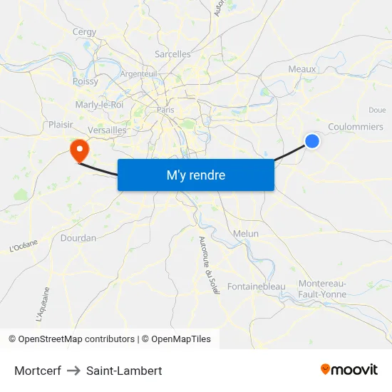Mortcerf to Saint-Lambert map