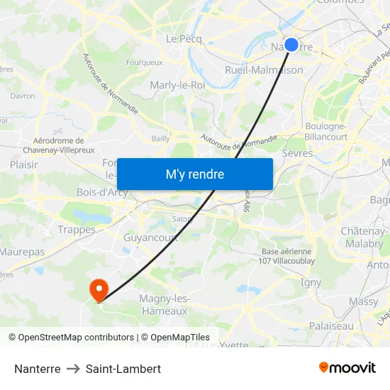 Nanterre to Saint-Lambert map