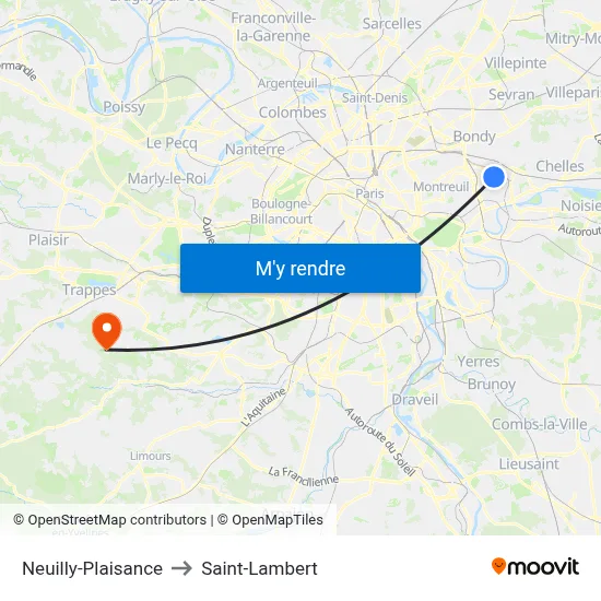 Neuilly-Plaisance to Saint-Lambert map