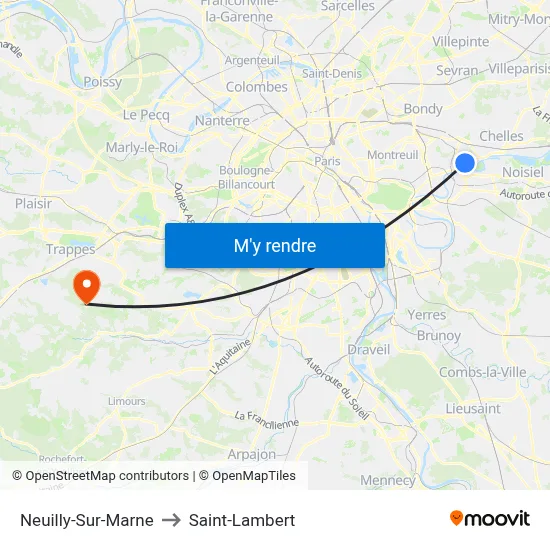Neuilly-Sur-Marne to Saint-Lambert map