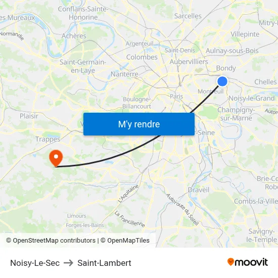 Noisy-Le-Sec to Saint-Lambert map