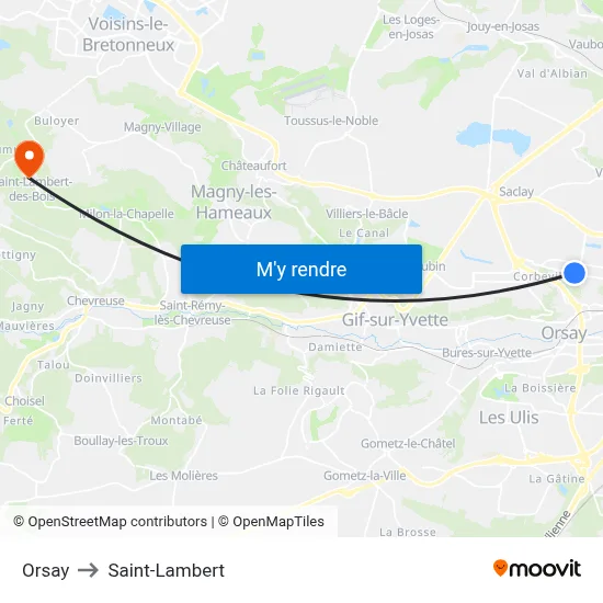 Orsay to Saint-Lambert map