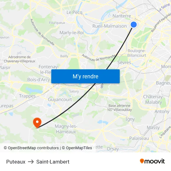 Puteaux to Saint-Lambert map