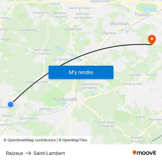 Raizeux to Saint-Lambert map
