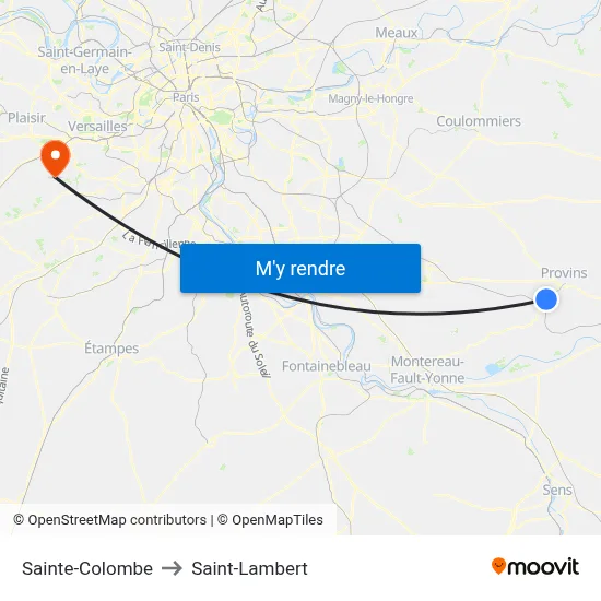 Sainte-Colombe to Saint-Lambert map