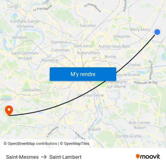 Saint-Mesmes to Saint-Lambert map