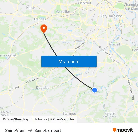 Saint-Vrain to Saint-Lambert map
