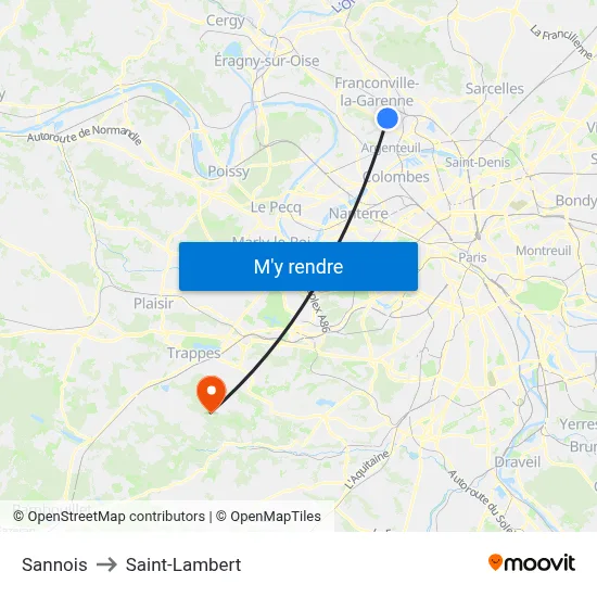 Sannois to Saint-Lambert map