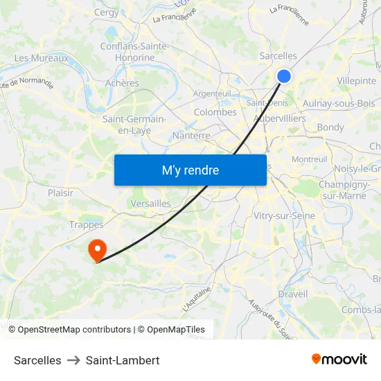 Sarcelles to Saint-Lambert map