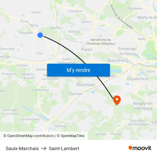 Saulx-Marchais to Saint-Lambert map
