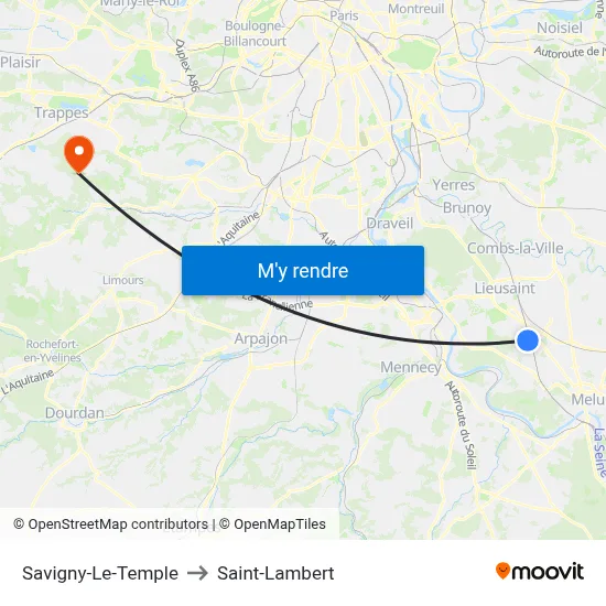 Savigny-Le-Temple to Saint-Lambert map
