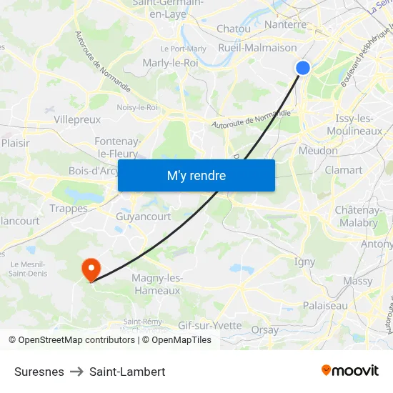 Suresnes to Saint-Lambert map