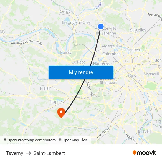 Taverny to Saint-Lambert map