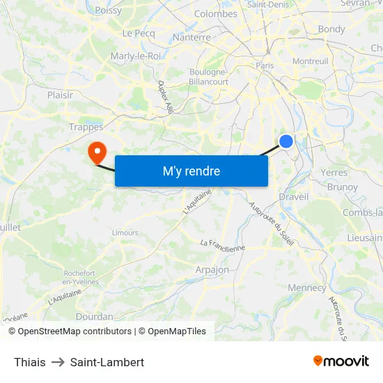Thiais to Saint-Lambert map