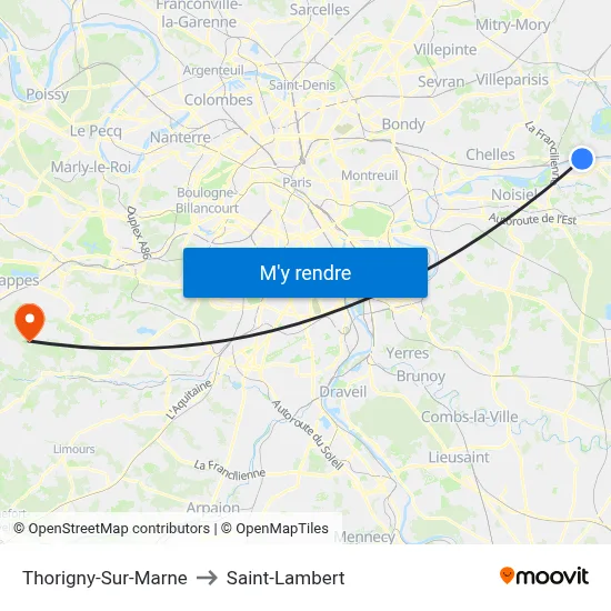 Thorigny-Sur-Marne to Saint-Lambert map