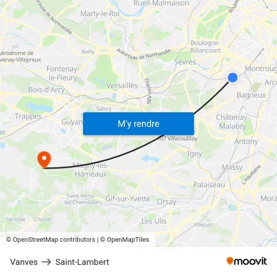 Vanves to Saint-Lambert map