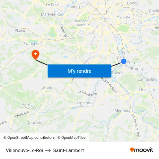 Villeneuve-Le-Roi to Saint-Lambert map