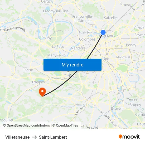 Villetaneuse to Saint-Lambert map