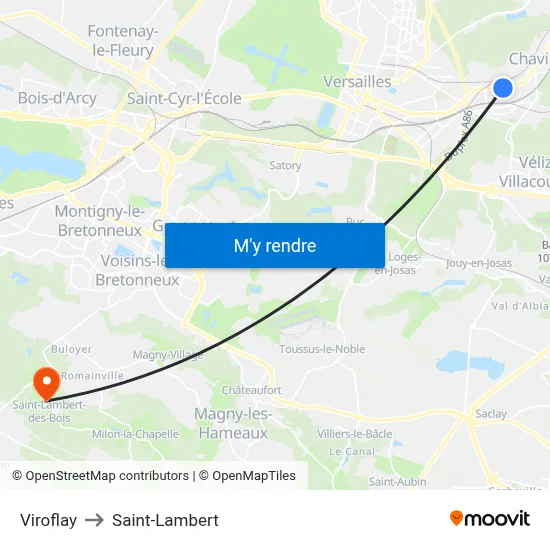 Viroflay to Saint-Lambert map