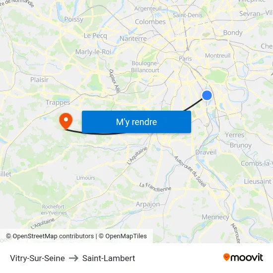 Vitry-Sur-Seine to Saint-Lambert map