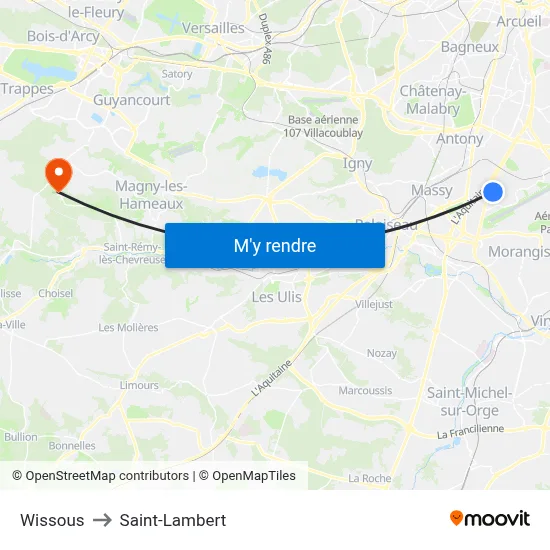 Wissous to Saint-Lambert map