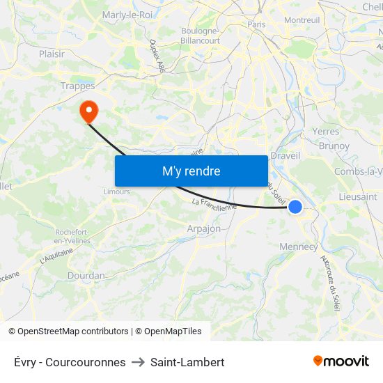 Évry - Courcouronnes to Saint-Lambert map