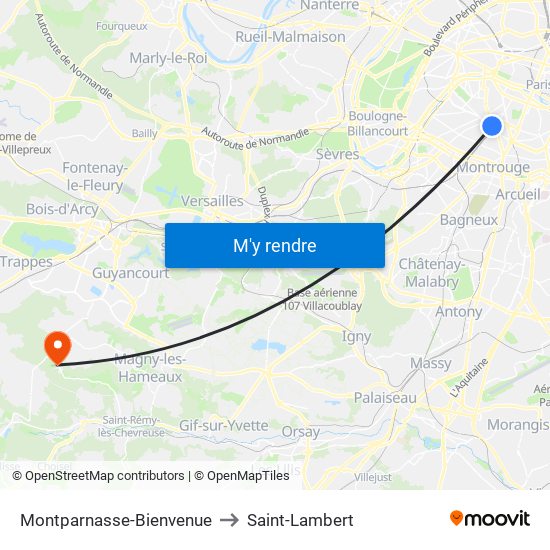 Montparnasse-Bienvenue to Saint-Lambert map