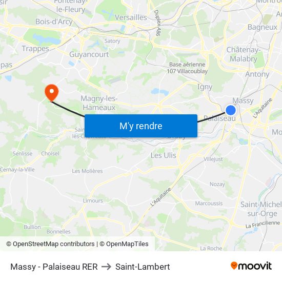 Massy - Palaiseau RER to Saint-Lambert map