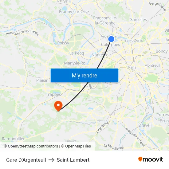 Gare D'Argenteuil to Saint-Lambert map
