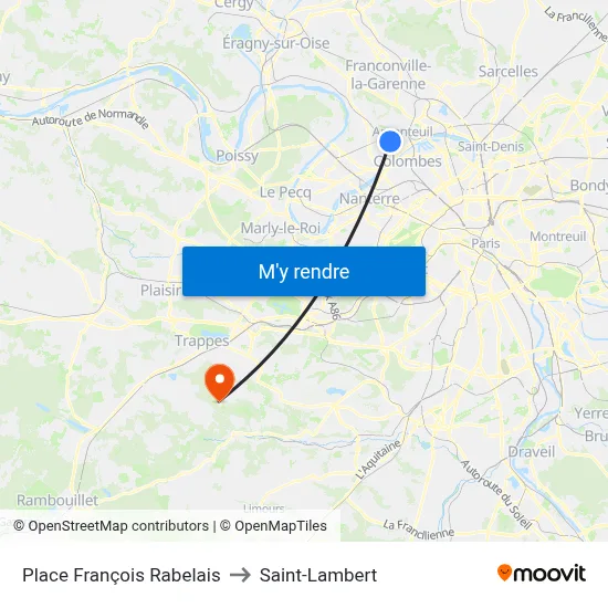 Place François Rabelais to Saint-Lambert map