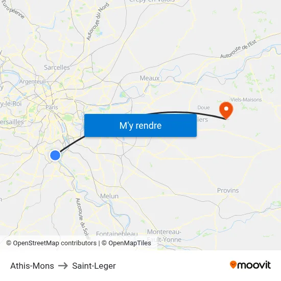 Athis-Mons to Saint-Leger map
