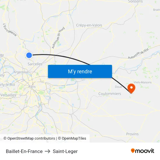 Baillet-En-France to Saint-Leger map