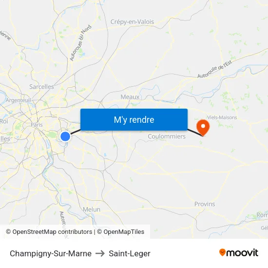 Champigny-Sur-Marne to Saint-Leger map
