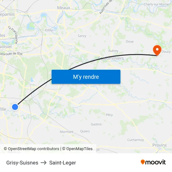 Grisy-Suisnes to Saint-Leger map