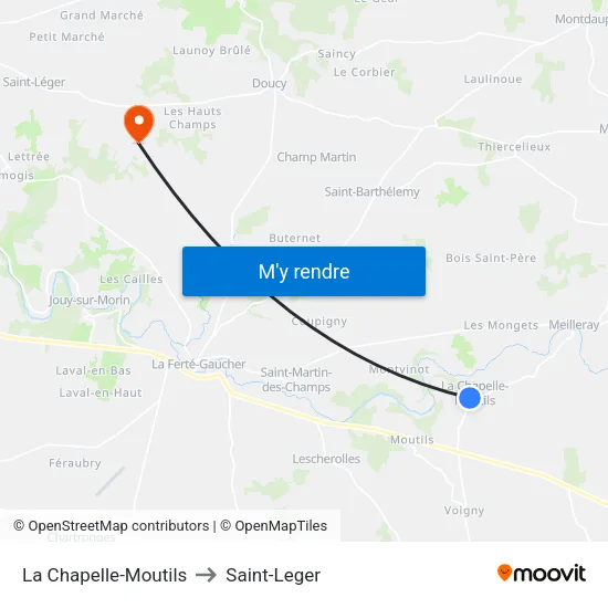 La Chapelle-Moutils to Saint-Leger map