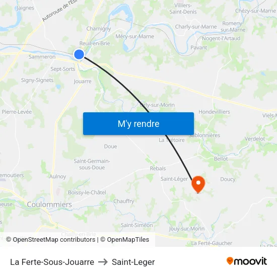 La Ferte-Sous-Jouarre to Saint-Leger map