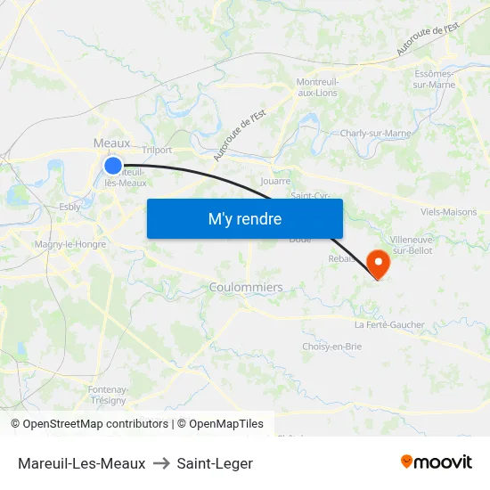 Mareuil-Les-Meaux to Saint-Leger map