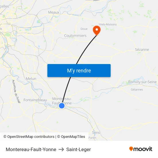 Montereau-Fault-Yonne to Saint-Leger map