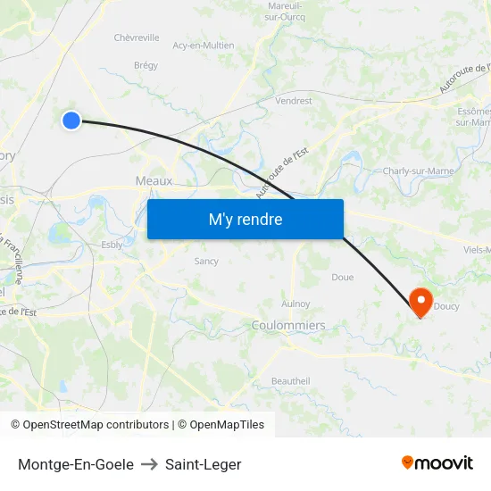 Montge-En-Goele to Saint-Leger map