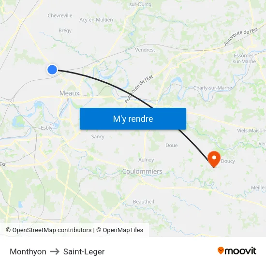 Monthyon to Saint-Leger map