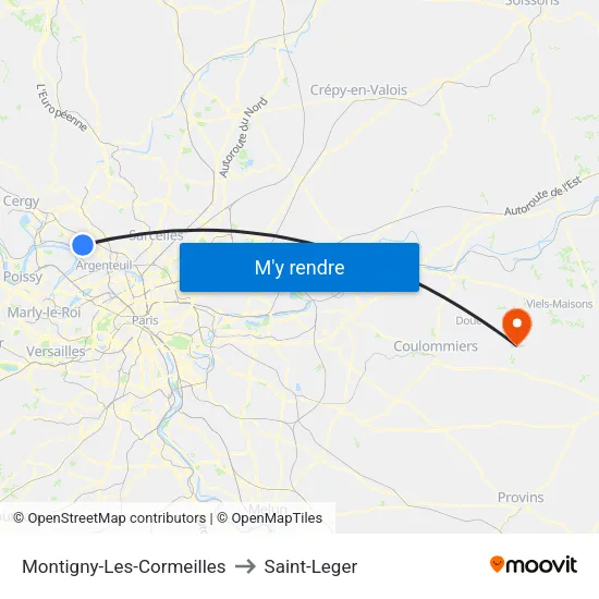 Montigny-Les-Cormeilles to Saint-Leger map